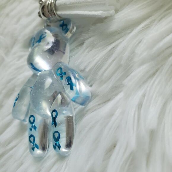 Blue Awareness Ribbon Bear Keychain - Picture 7 of 9